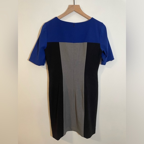 Tahari Arthur S Levine Color Block Sheath Dress Black Blue & Gray Size 6 Career - Picture 4 of 9